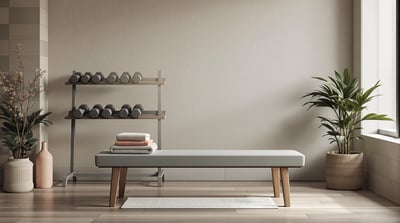 An empty bench in a quiet gym