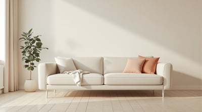 An empty sofa in a quiet living room