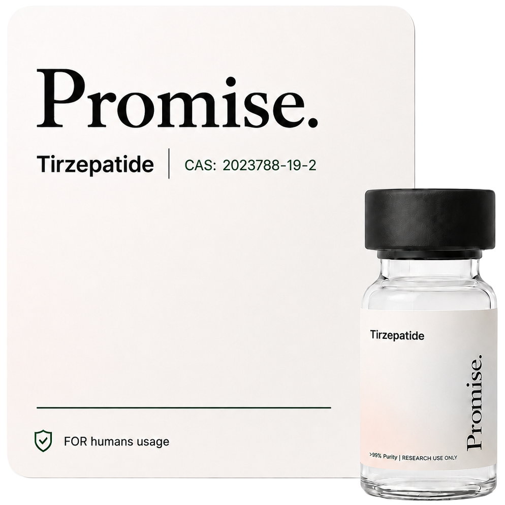 Promise Tirzepatide vial and product card