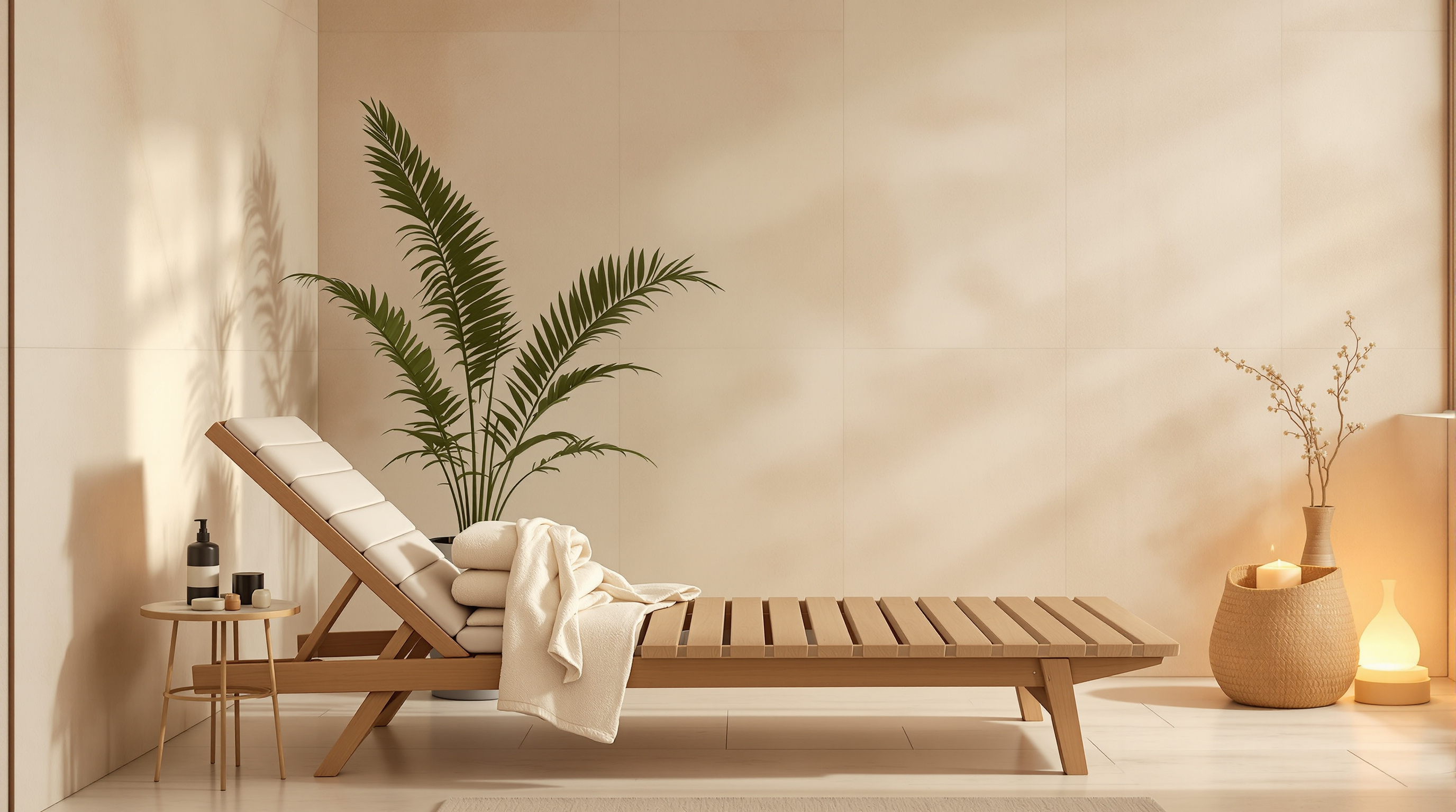 An empty lounger in a quiet spa