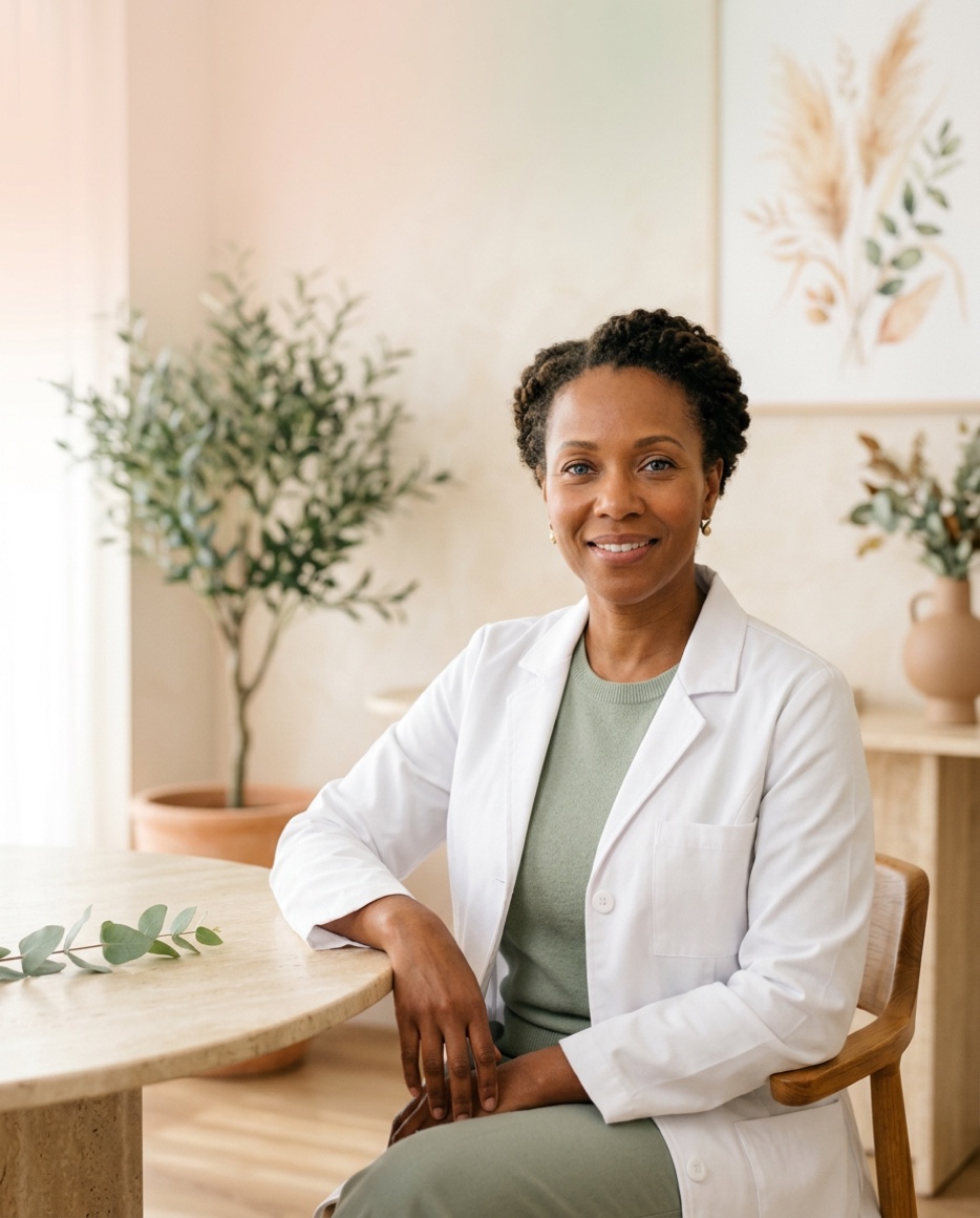 A licensed clinician in a consultation room